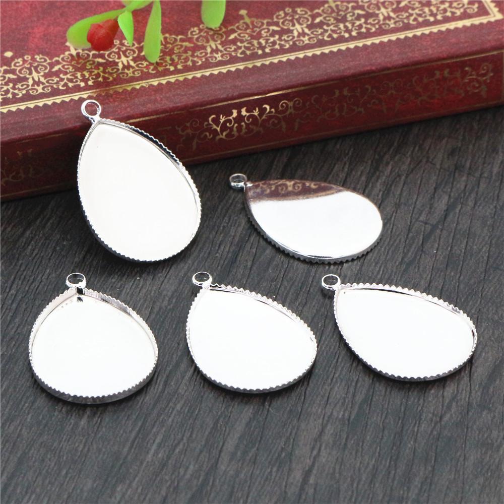 10x14mm 13x18mm 18x25mm  Copper Drop Style Tooth Cabochon Base Cameo Settings for DIY Necklace Jewelry Making Supplies