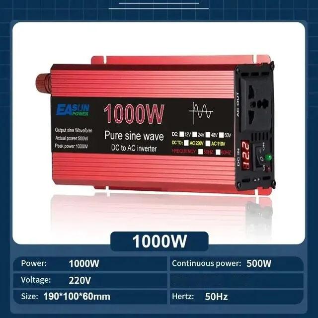 

Чистый синусоидальный инвертор постоянного тока 12 В в переменный ток 110 В/220 В 1000 Вт 1600 Вт 2000 Вт 2200 Вт Портативный внешний аккумулятор преобразователь Солнечный инвертор