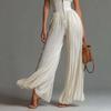 2026 Europäischer & Amerikanischer Stil Sexy Falten-Neckholder-Jumpsuit mit Weißen Weitbeinigen Hosen