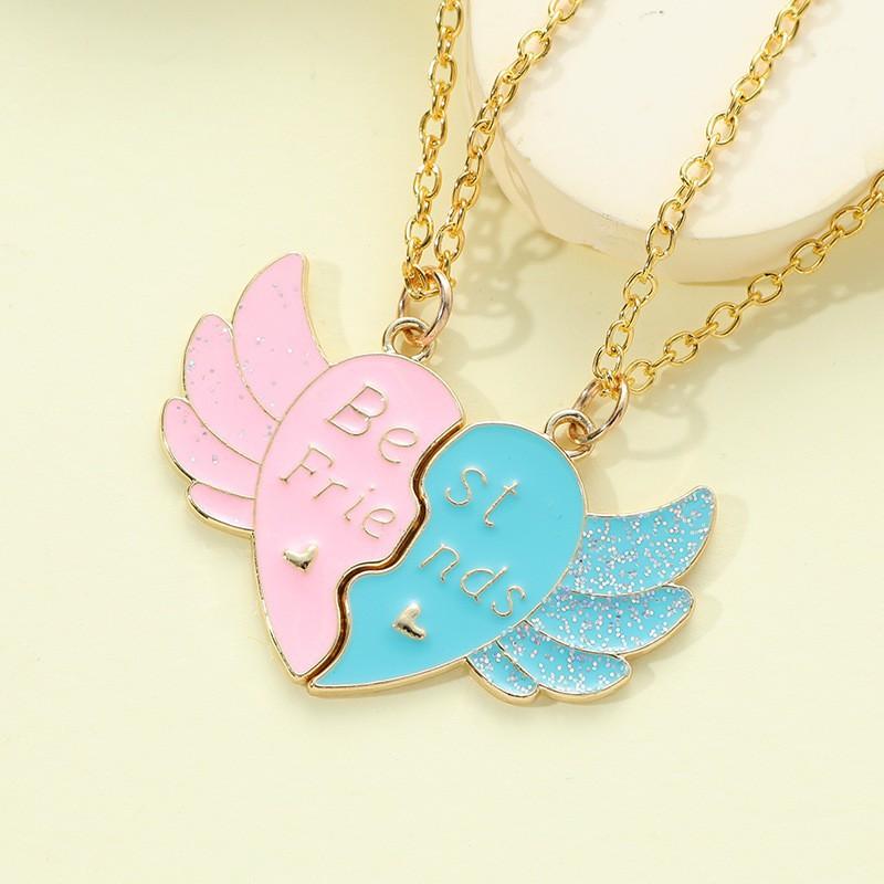 Cross-border New Letters Best Friends Love Stitching Girlfriends Necklace Wing Pendant