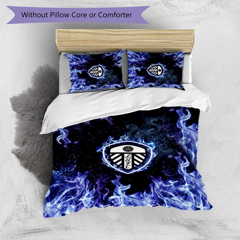 Set Lenzuola Stampa Leeds United Football 3 Pezzi, Comodo Set Copripiumino per Camera da Letto Amico della Pelle
