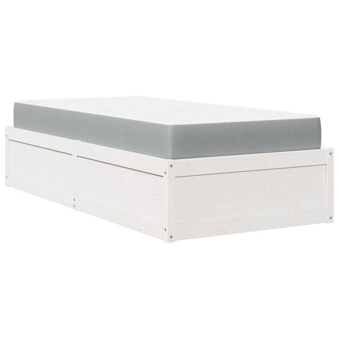 VidaXL Lit avec matelas blanc 90x200 cm bois massif de pin, meuble de chambre à coucher, lit en bois, lit en palette, 3281944