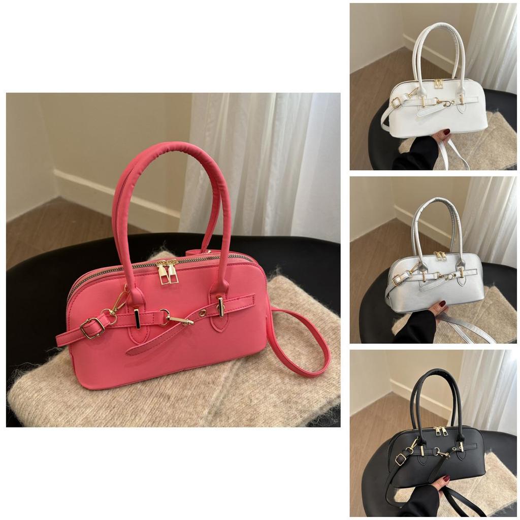 Classic Solid Color Oversized Pu Crossbody Handbag For Women