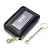 Genuine Leather Men Women Rfid Credit Card Holder Small Zipper Wallet Solid Coin Purse Key Ring ID Pocard Slot Mini Money Bag