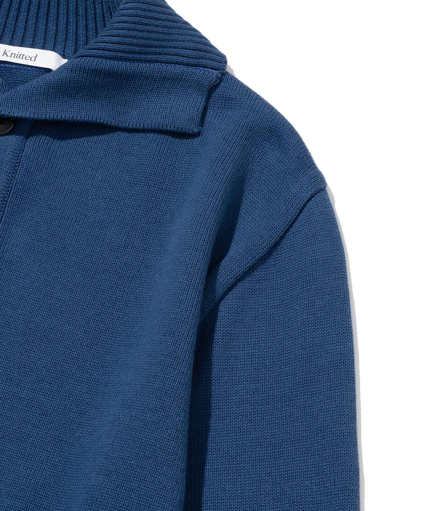 KNITTED Cotton Button Collar Knit Dawn Blue