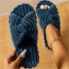 Fashion 2026 Women's Autumn/Winter New Cotton Non slip Home Slippers Warm Toe Cross Flat Bottom Slippers