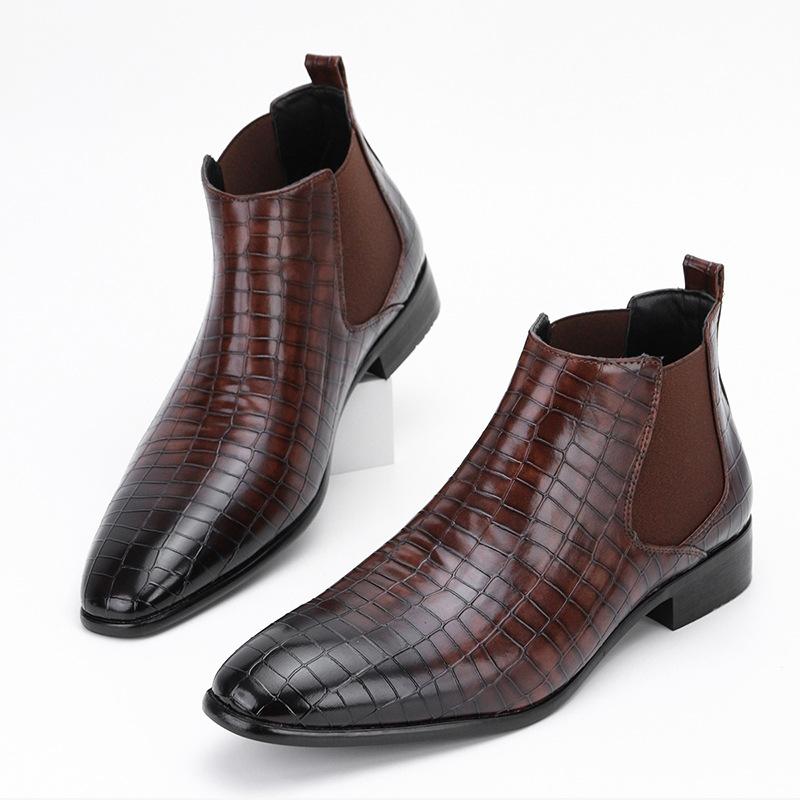 

Мужские ботинки челси с небольшой квадратной головкой Мужская обувь Универсальные модные мужские короткие ботинки 50 темно-коричневого