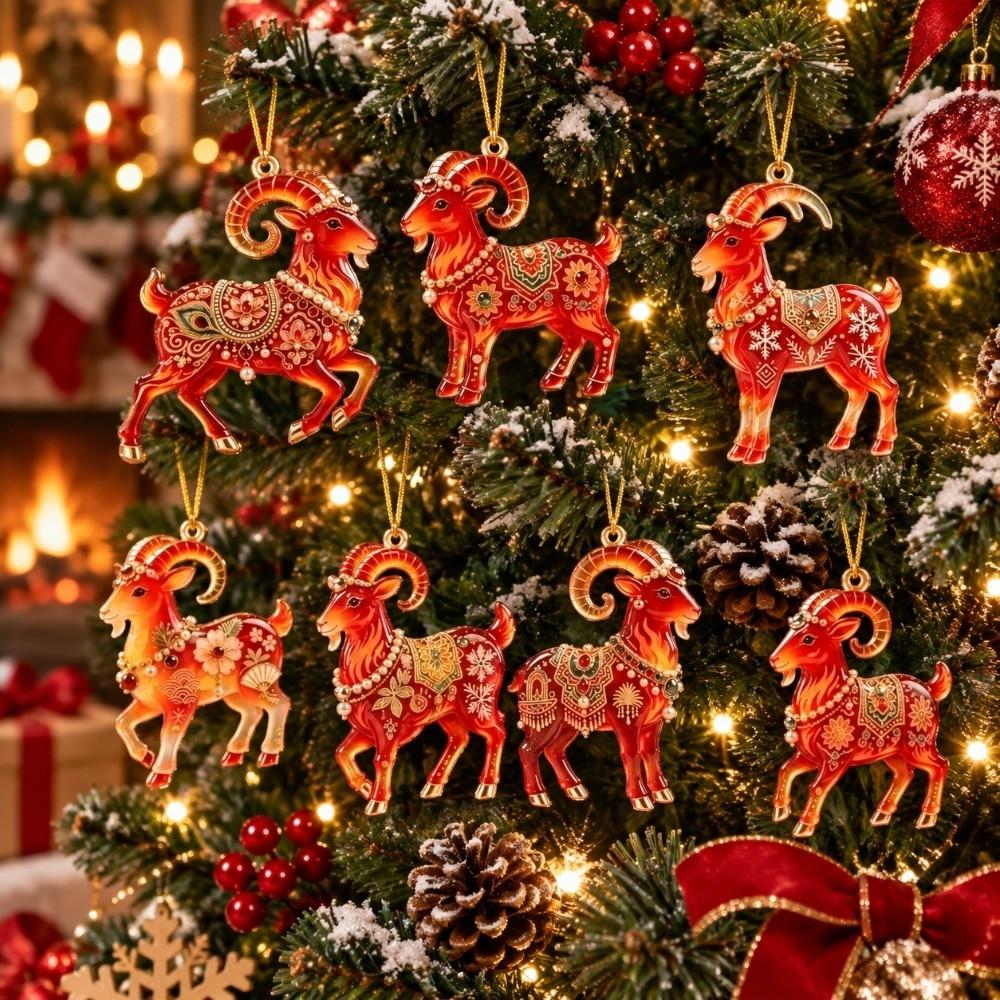 5/7/10 pcs New Year Christmas Tree Sheep Pendant Home Decor Christmas Decorations  New Year Gifts