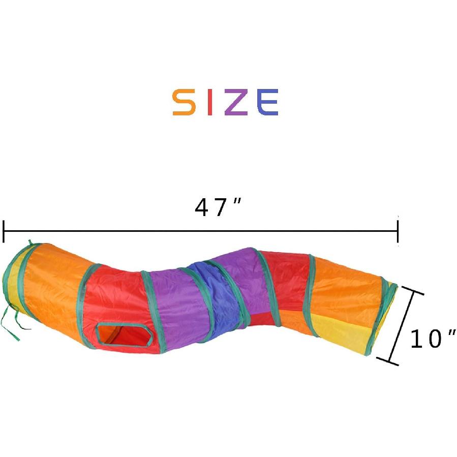 Cat Tunnel for Indoor Cats Interactive, Rabbit Tunnel Toys, Pet Toys Play Tunnels for Cats Kittens Rabbits Puppies Crinkle Pop Up Rainbow 47" Shape S