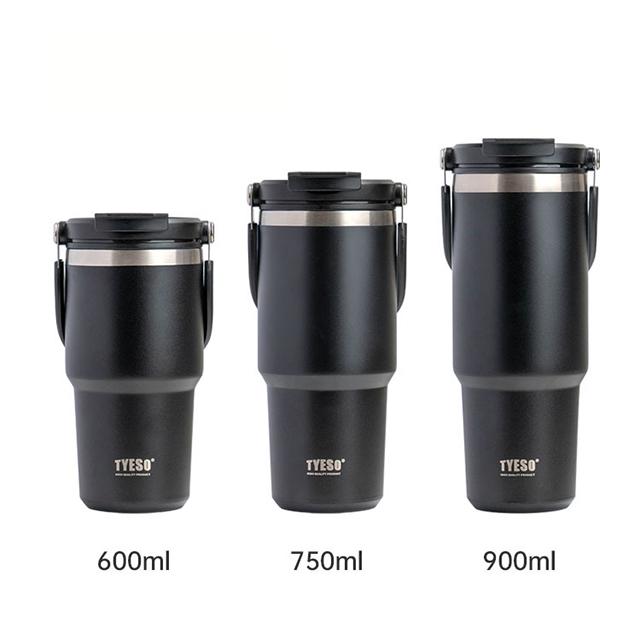 TYESO Thermal Coffee Cup Double Layer Insulation Keep Cold Car Ice Cup Large Capacity Stainless Steel Double Drink Water Bottle