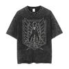 Anime Attack On Titan Eren Jaeger Print T Shirt Men Women T-shirts Washed Cotton Tee Y2k Harajuku Gothic Short Sleeve Tshirt Men