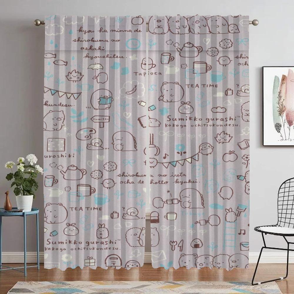 Curtains for Living Room Curtain for Room 2 Panel Sumikko Gurashi Halloween Decoration Home Interior Curtains Partition Shades