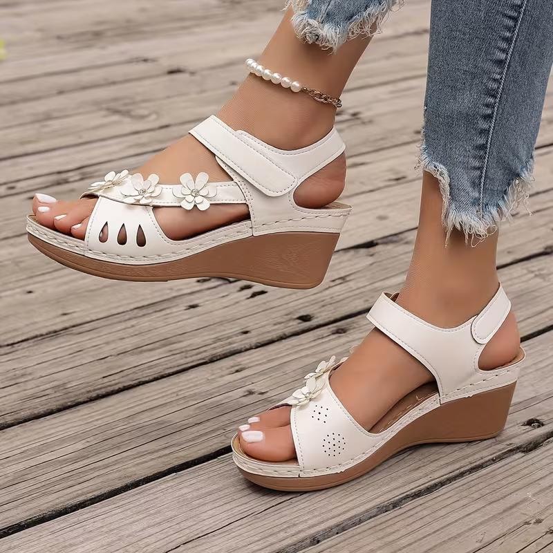 Women's Sandals 2026 New Wedges Heels Sandals For Summer Shoes Women Luxury Flower Sandalias Soft Heeled Summer Footwear