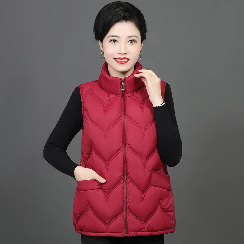 

Женская осенне-зимняя теплая куртка-жилет со стойкой воротником большого размера, термотоп для женщин среднего и пожилого возраста L