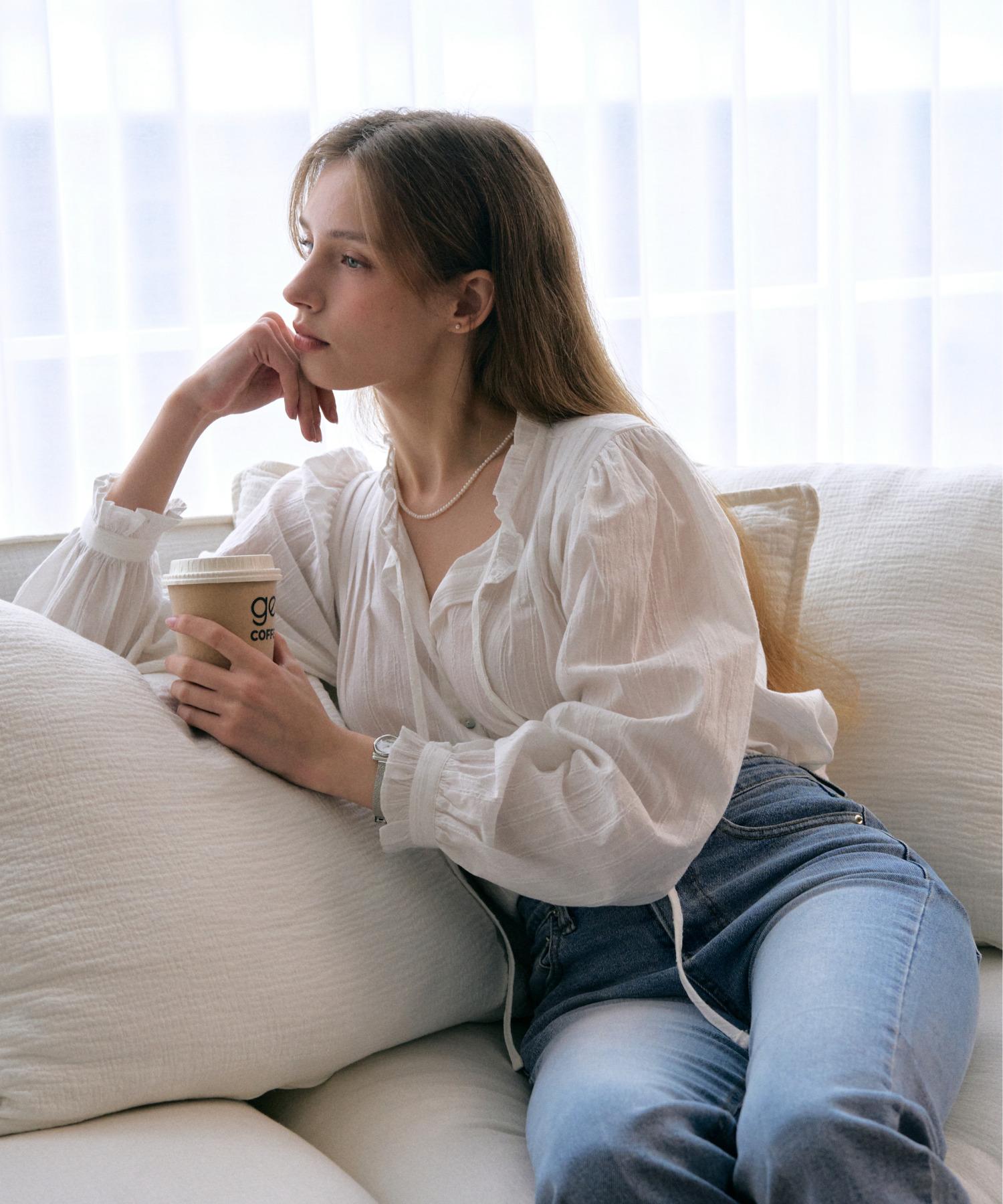 Iel Selena Frill Cotton White Blouse White/Free