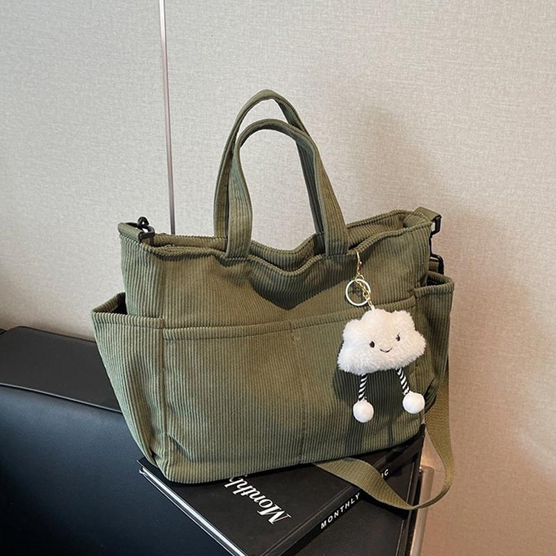  Simple Corduroy Shoulder Korean Large Capacity Tote Bag Daily Commuter Handbag Shopping Bags For Women Gifts