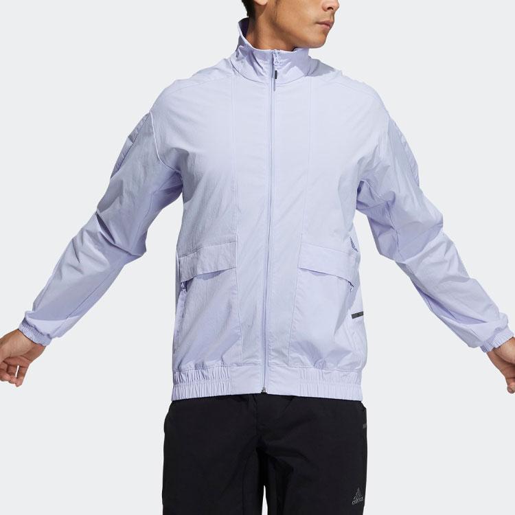 Adidas Solid Color Stand Collar Jacket Men Jacket Light-Purple H40218