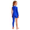 Kids Girls Stage Performance Jumpsuit: Mock Neck Shiny Sequins Color Block Asymmetrical Cut with Back Invisible Zipper