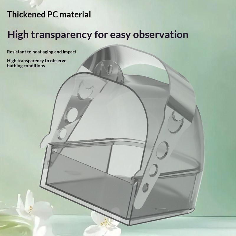 No Leakage Large Transparent Bird Bath Box Removable Drawer Lightweight Hanging for Garden Outdoor Birds