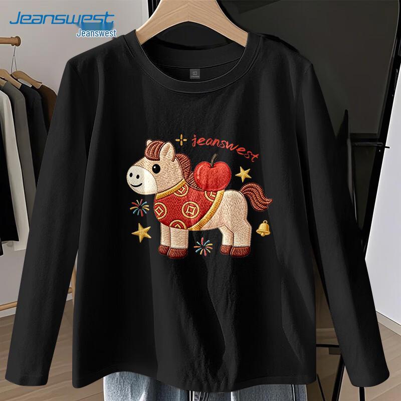 Jeanswest Men s Apple Pony Graphic Long Sleeve T-Shirt L