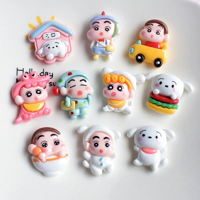 10pcs/set Cartoon Crayon Shin-chan Anime Model Pajamas COS Resin Accessories Cream Glue Phone Case Refrigerator Material Patch