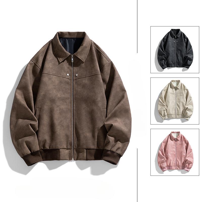 Casual Men's Jacket Spring and Autumn New PU Leather Jacket Men's Lapel Cycling Motorcycle Leather Jacket Men