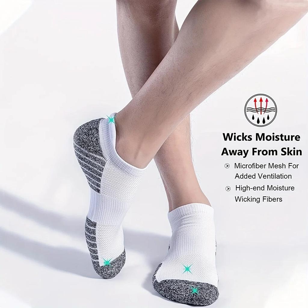 4 Pairs Men's Casual Breathable Moisture Wicking Athletic Invisible Socks Cap High Quality Sports Collar Sole Striped Socks
