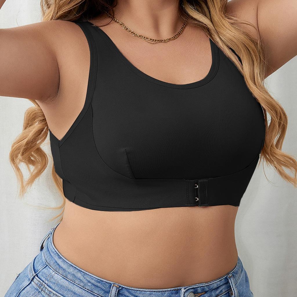 European and American Sports Large Size Comfortable No-rim Seamless Push-up Bra Front Buckle Adjustable Shape Beautiful Back Underwear