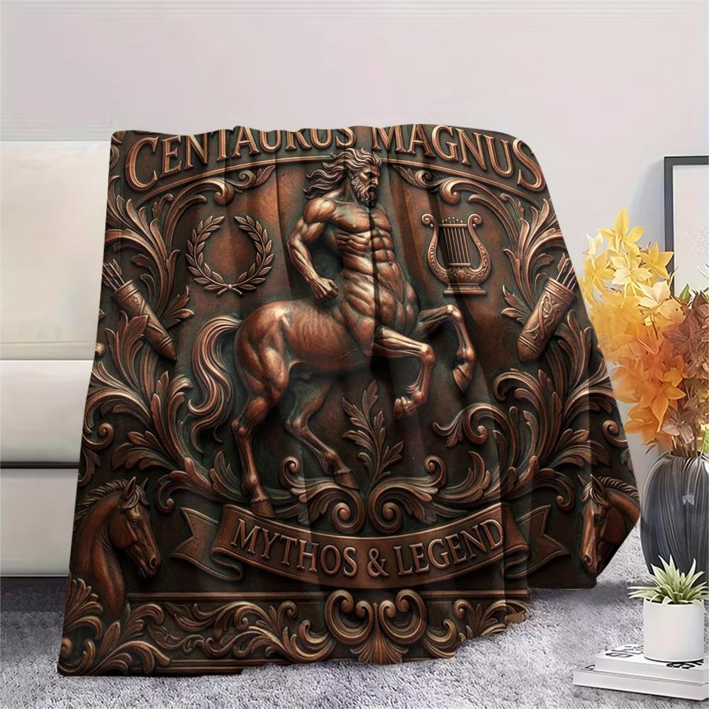1Pc Centaur Print Flannel Blanket, High quality Comfortable for All Seasons, Home Decor, Warmth and Comfort, Perfect for Christmas Gifts