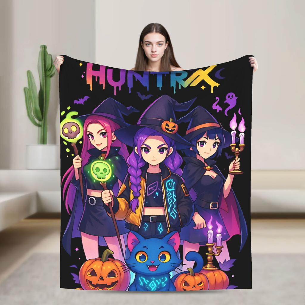 Saja Boys  Kpop Hunter Halloween Warm Soft Blankets  Camping Plush Throw Blanket Comfortable Home Decor Bedspread Sofa Bed Cover