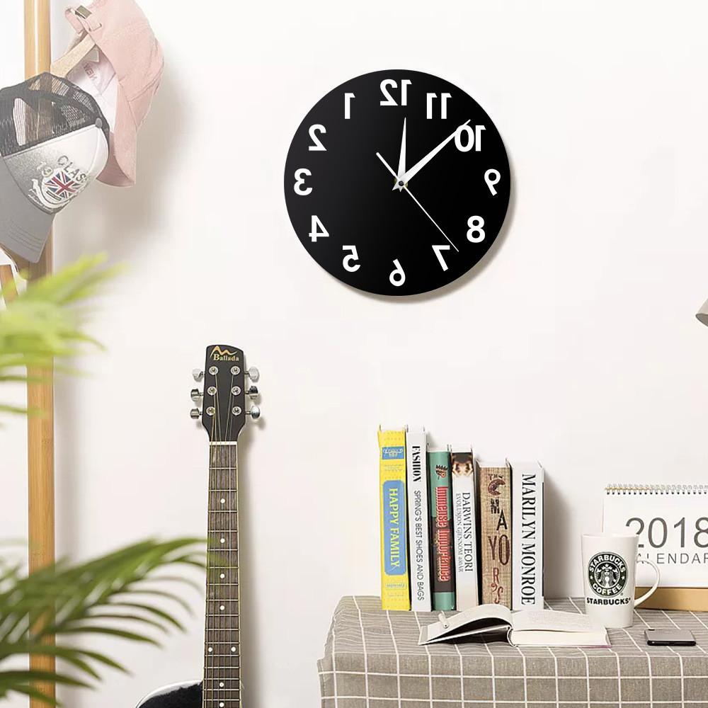 Wall Anti Reverse Clock Modern Backwards Time Run Counter Clockwise Watch Wall