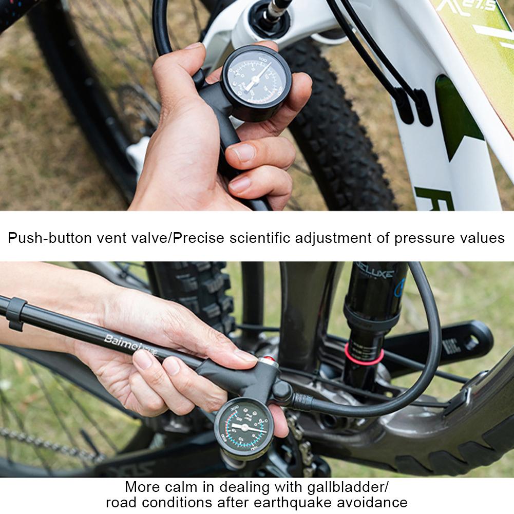 300PSI MTB Bike Shock Pump with Gauge Bike Air Shock Absorber High Pressure Portable Cycling Inflator for Fork & Rear Suspension
