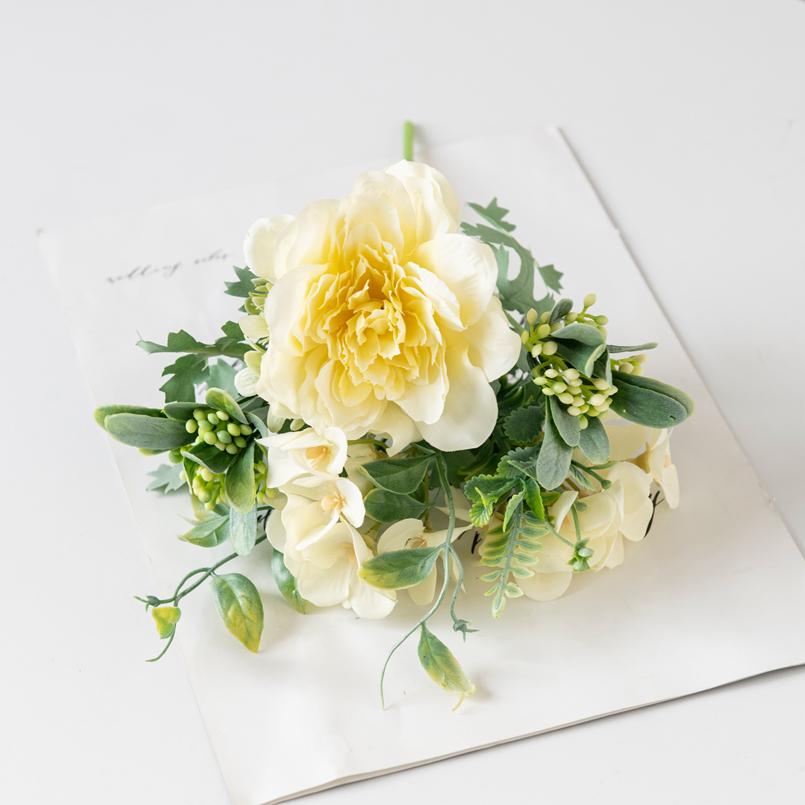 

Искусственные цветы Шелковый пион Гортензия Букет Праздничные украшения Дом Комната Сад Розовая арка Искусственные зеленые растения Свадьба Невеста 1pc жёлтый