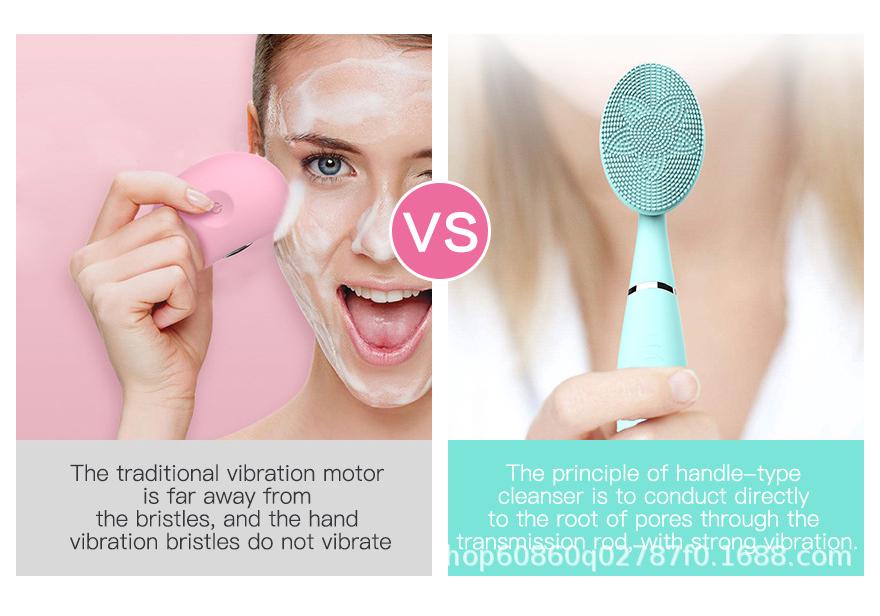 Handheld Electric Silicone Facial Cleansing Brush and Massager
