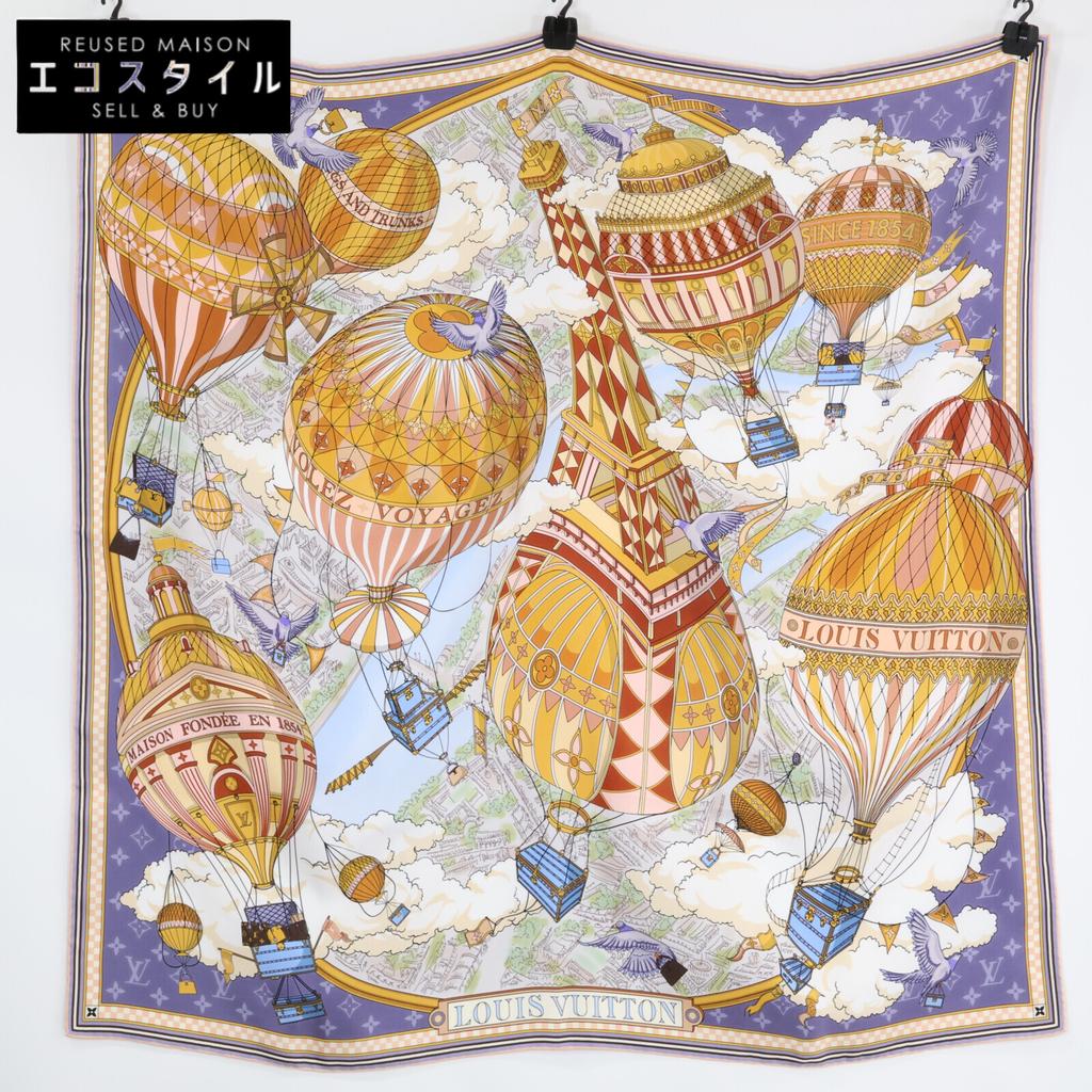 LOUIS VUITTON [/25 year made] M96866 Carre90 From the Cloud 100% Silk scarf Bleu DenimUsed