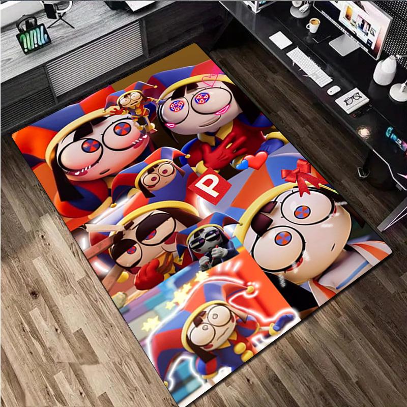 Cartoon-Figur Pomni Teppich Büro Dekorativer Teppich Für Wohnzimmer Schlafzimmer Fußmatte Bodenläufer Computerstuhl Bereichsteppich perfektes Weihnachtsgeschenk