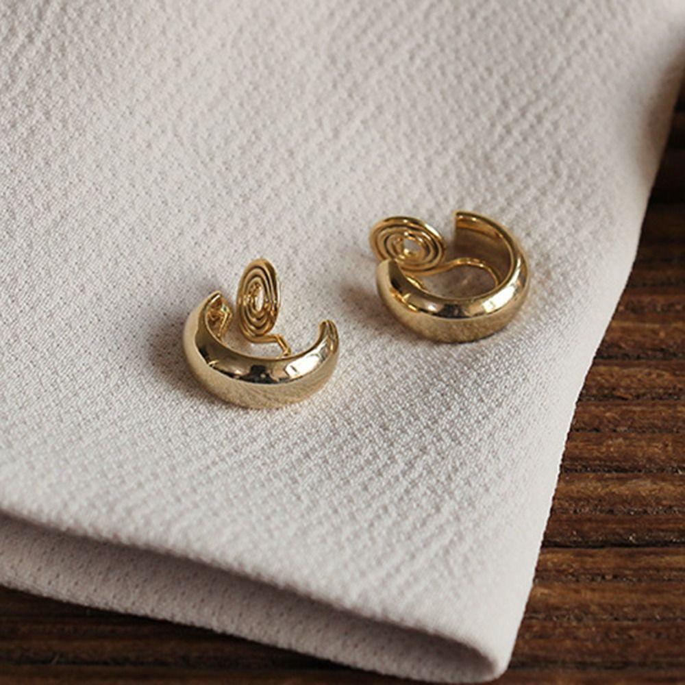 1Pairs Fake Gold Clip Earrings Non Pierced Hip Hop Earring New Hoop Earrings  Jewelry Accessories