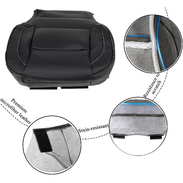 NLQR Pokrowiec na dolną część siedzenia kierowcy lub pasażera, skóra bez perforacji, czarny #H2U H1Y 4AA Kompatybilny z Chevy Silverado Sierra Tahoe