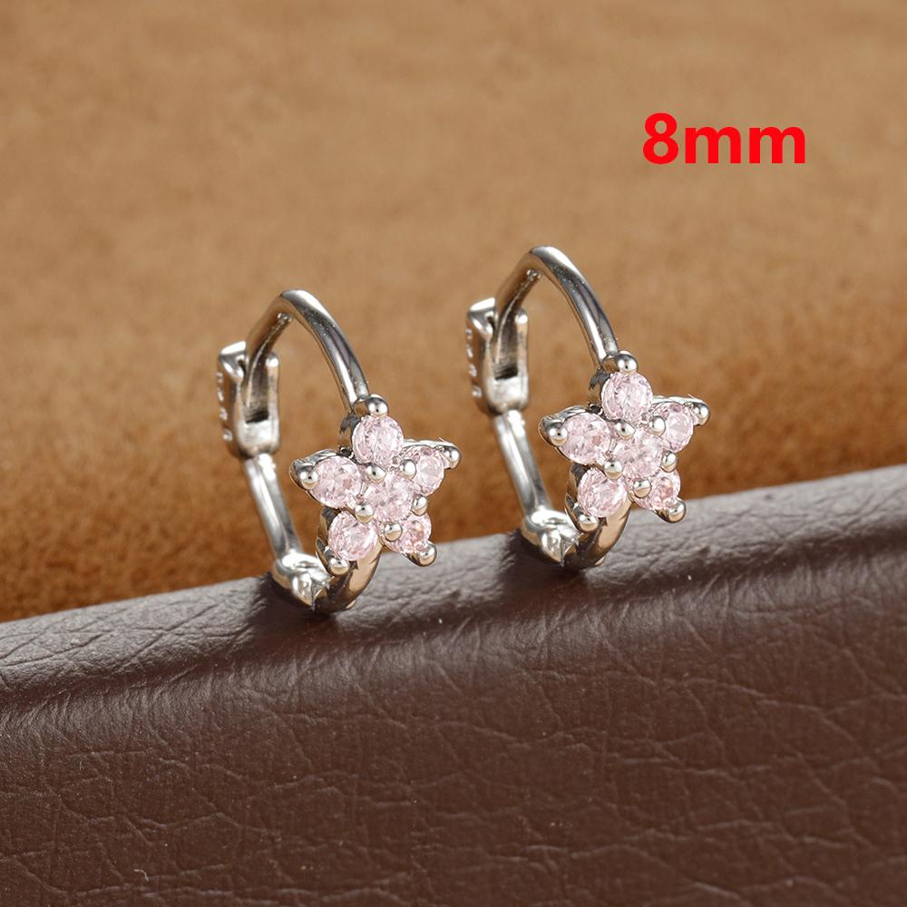 2 Stück Huggies Creolen für Damen Einfach Edelstahl Kleiner Kristall Zirkonia Knorpel Blume Ohrringe Piercing Schmuck