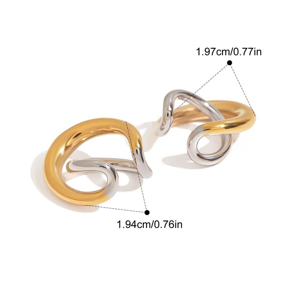 Yori Geometric Line Ear Clip Earrings Golden Stainless Steel Holiday Beach Summer Daily Rust Prevention Jewelry New