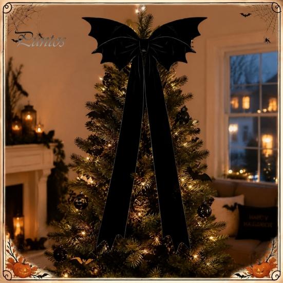 Lightweight Festival Wall Decor Halloween Bat Bow Garden Decor, Christmas Tree Topper Hanging Ornament Party Atmosphere for Party, Spooky Holiday