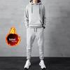 Herren Fleecegefütterter Hoodie & Jogger Übergröße Set im koreanischen Stil, Trendige Freizeitkleidung