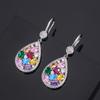 Huayue Jewelry Set Rainbow Water Drop Gem Necklace Women'S Color Tourmaline Earrings Zircon Ring
