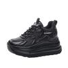100% Genuine Leather Shoes Women Fashion Sneakers Flat Platform Height Increasing Shoes 7cm Brand Ladies Casual Shoes Black Beige