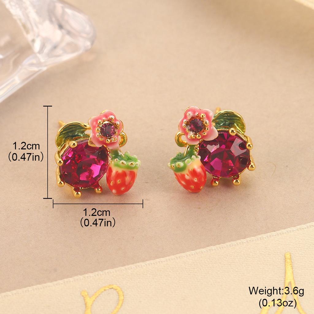 Mini kolczyki kwiatowe proste nowe kolczyki kolor emaliowany kropla oleju diament trójwymiarowe słodki temperament kolczyki