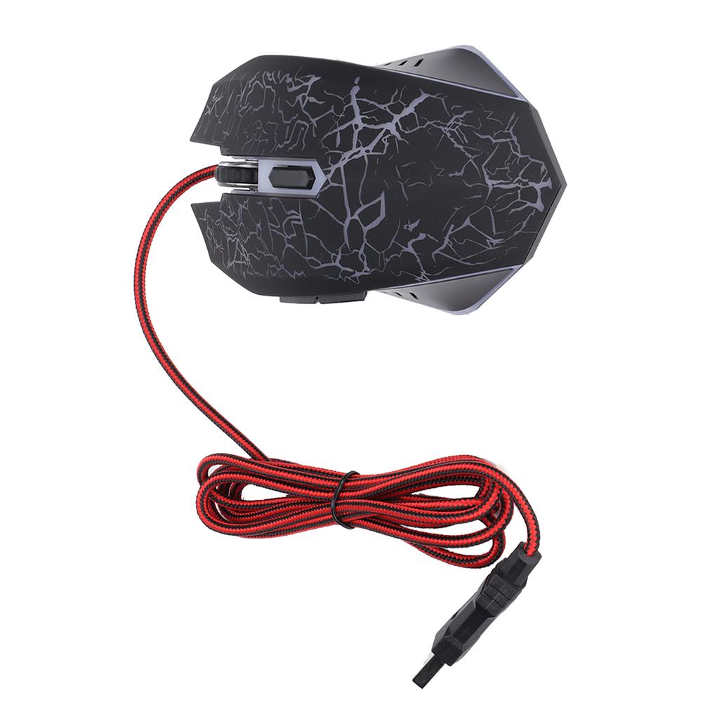Kabelmaus Schwarz Crack USB-Anschluss Gaming Beleuchtung Einstellbar Computerzubehör