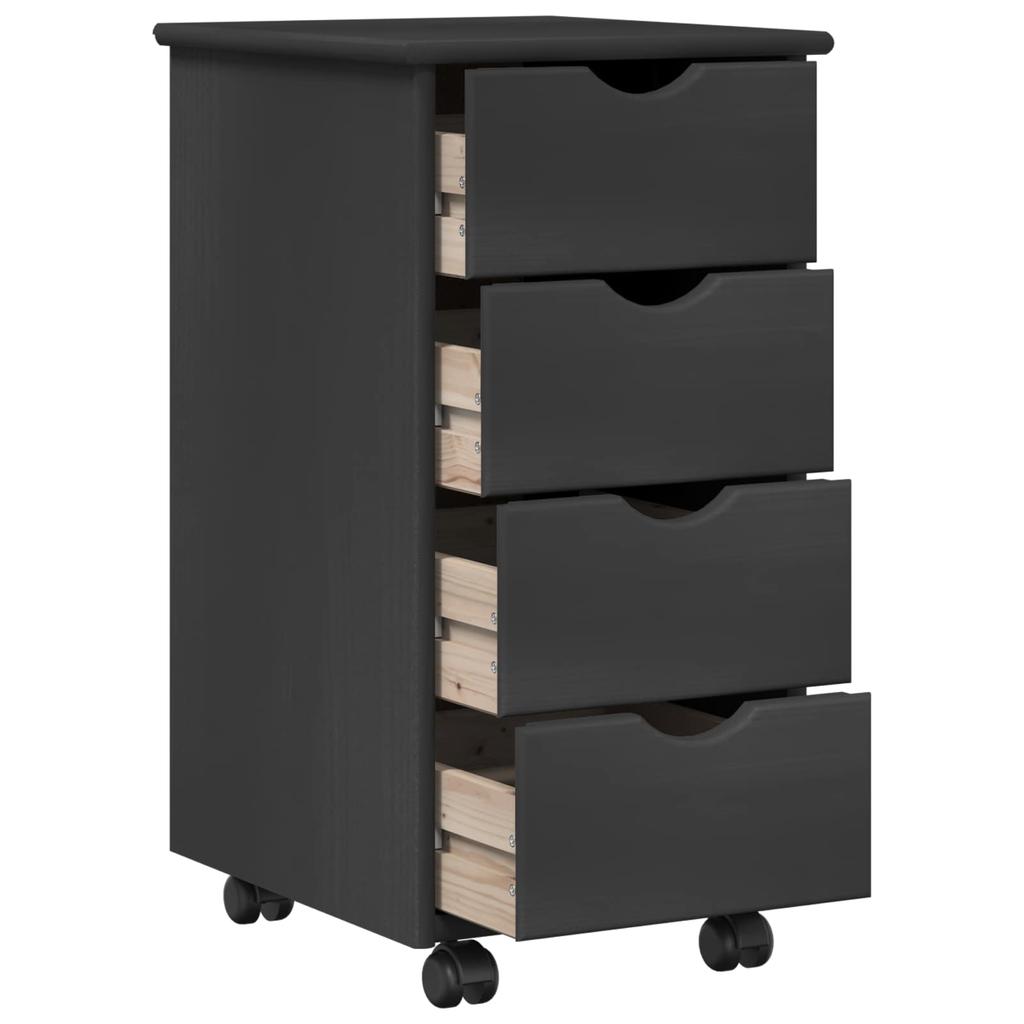 Mobile Storage Cabinet in Grey 34 x 39 x 65.5 cm Solid Pine Wood