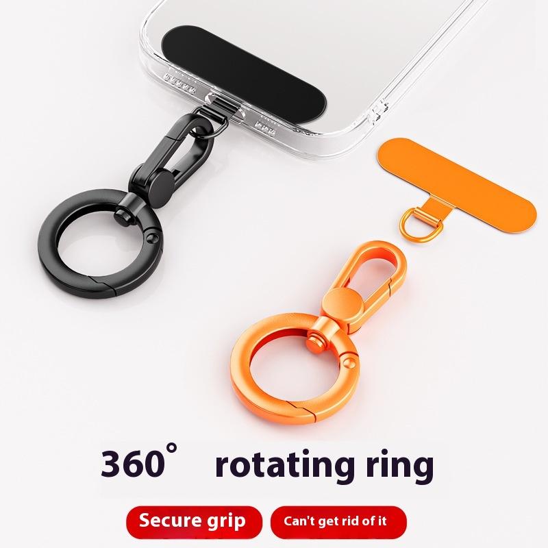Metal Phone Lanyard Gasket Patch Rotatable Metal Buckle Hanging Steel Clip Card Cord Tab Mobile Phone Accessories