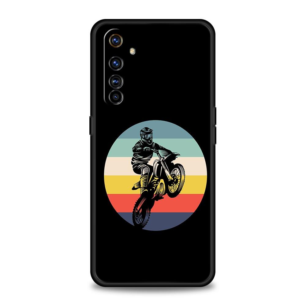 Moto Cross Motorcycle Sports Phone Case For Realme 10 9 8 5G 7 6 GT2 Pro Plus 9i 8i C21 C11 C25 C35 GT Neo 2 3 3T Black Cover