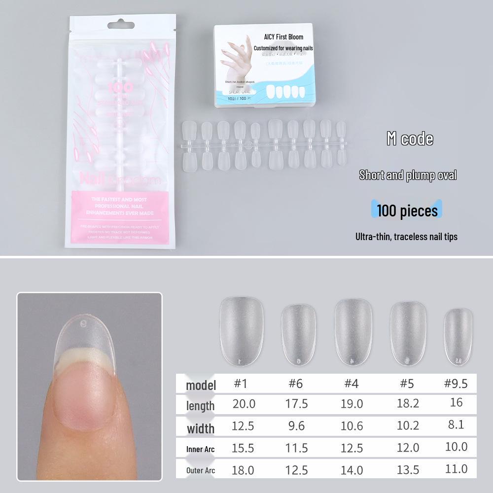 Pre-sized Frosted Ladder-Shaped Nail Tips - 100 Pcs, Thin & No Filing Needed